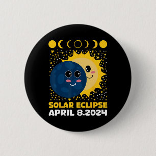 Solar Eclipse 2024 Niedlicher Kleinkinderjunge Ges Button