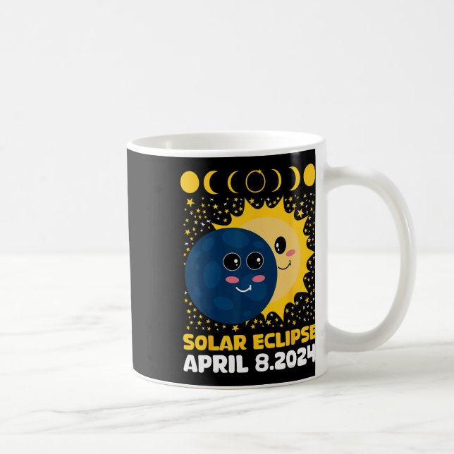 Solar Eclipse 2024 Niedlicher Kleinkinderjunge Ges Kaffeetasse (Rechts)