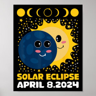 Solar Eclipse 2024 Niedlicher Kleinkinderjunge Ges Poster
