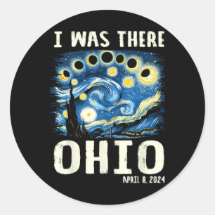 Solar Eclipse 2024 Ohio - Starry Night Painting Runder Aufkleber