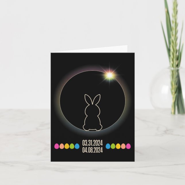 Solar Eclipse 2024 Osterhase Eier Karte (Vorderseite)