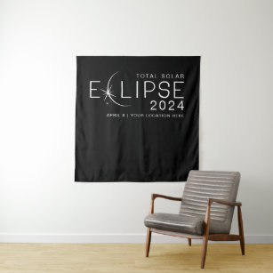 Solar Eclipse 2024 Party benutzerdefinierter Stand Wandteppich