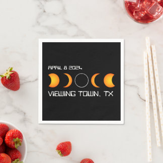 Solar Eclipse 2024 Personalisiert Town Staat insge Serviette