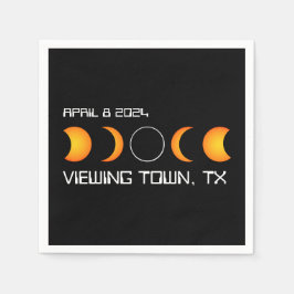 Solar Eclipse 2024 Personalisiert Town Staat insge Serviette