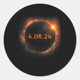 Solar-Eclipse 2024 Solaranlage insgesamt 4,08,24 1 Runder Aufkleber