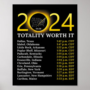 Solar Eclipse 2024 Sonne Totalität mit Wert insges Poster