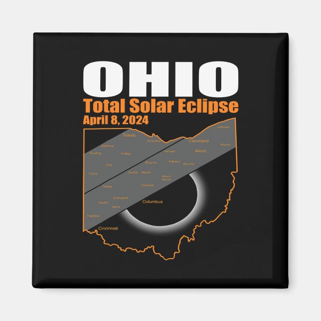 Solar Eclipse 2024 Staat Ohio Karte Gesamtsolaranl Magnet (Vorne)