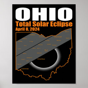 Solar Eclipse 2024 Staat Ohio Karte Gesamtsolaranl Poster