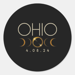 Solar Eclipse 2024 Staat Ohio Total Solar Eclipse Runder Aufkleber
