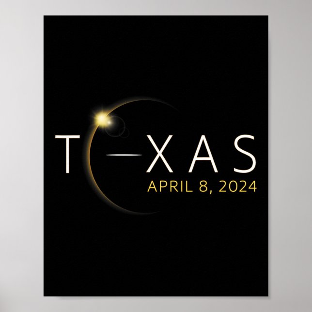 Solar Eclipse 2024 Staat Texas Total Solar Eclipse Poster (Vorne)