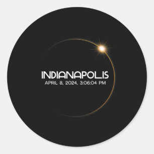Solar Eclipse 2024 Stadt Runder Aufkleber
