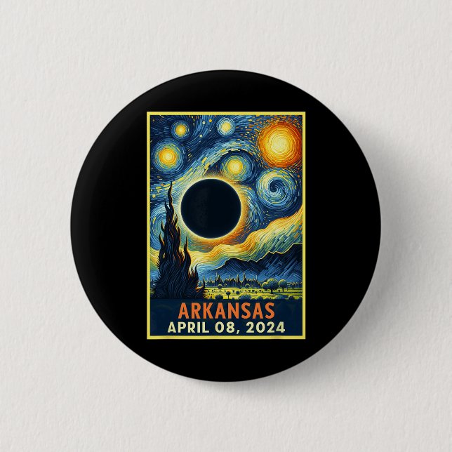 Solar Eclipse 2024 Starry Night Button (Vorderseite)