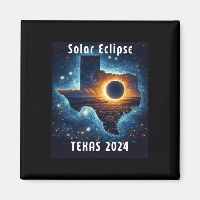 Solar Eclipse 2024 Starry Night Magnet (Vorne)