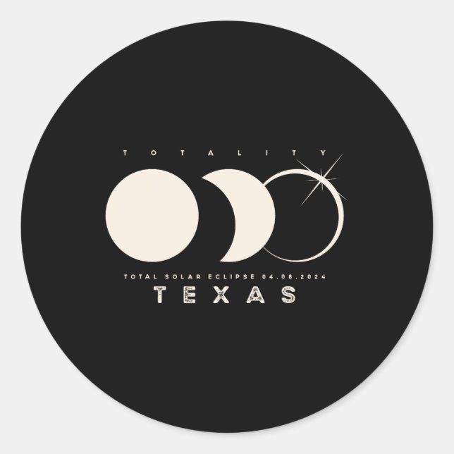 Solar Eclipse 2024 Texas Total Eclipse Astronomie  Runder Aufkleber (Vorderseite)