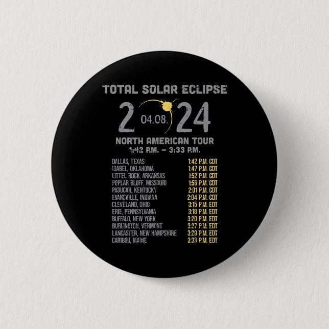 Solar Eclipse 2024 Totalität April 8 Männer Frauen Button (Vorderseite)