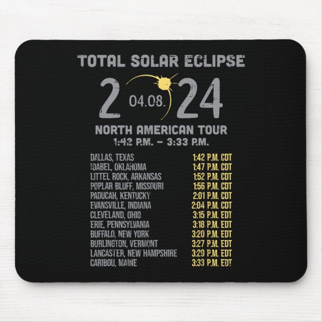 Solar Eclipse 2024 Totalität April 8 Männer Frauen Mousepad (Vorne)