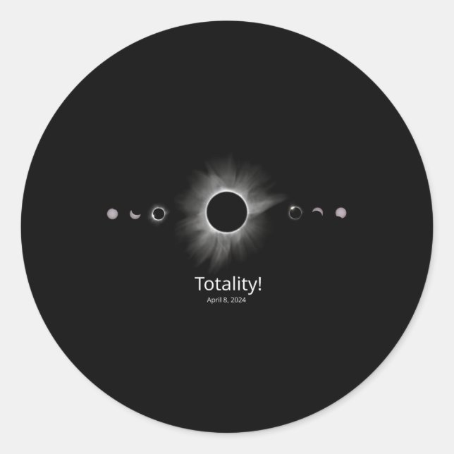 Solar Eclipse 2024 Totalität Runder Aufkleber (Vorderseite)