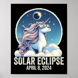 Solar Eclipse 2024 Unicorn Wearing Brillen 8. Apri Poster