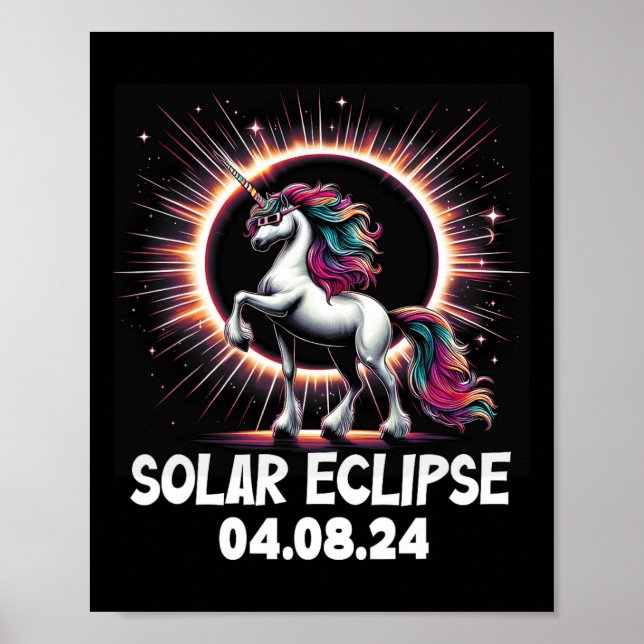Solar Eclipse 2024 Unicorn Wearing Solar Eclipse G Poster (Vorne)