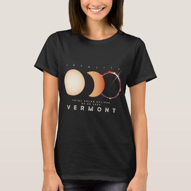 Solar Eclipse 2024 Vermont Total Eclipse Astronomi T-Shirt (Vorderseite)