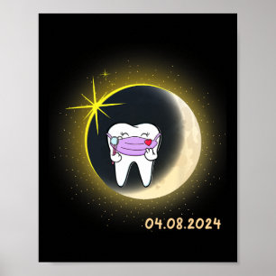 Solar-Eclipse-2024-Zähne-Zahnarztklammern Poster