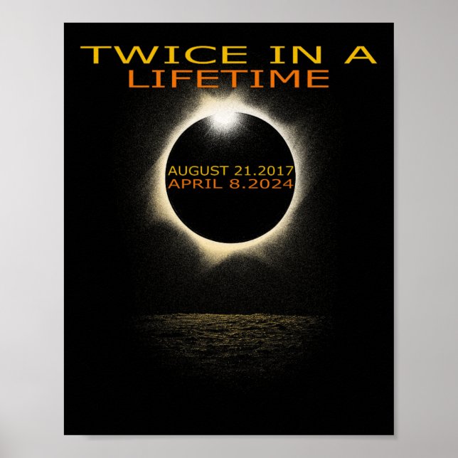 Solar-Eclipse 2024 zweimal im Leben Poster (Vorne)