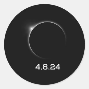 Solar Eclipse 4824 April 8. April 2024 Runder Aufkleber