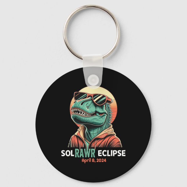 Solar Eclipse 8. April 2024 Eclipse Kids Boys Trex Schlüsselanhänger (Vorderseite)