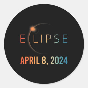 Solar-Eclipse 8. April 2024 Gesamtsolaröklipse Runder Aufkleber