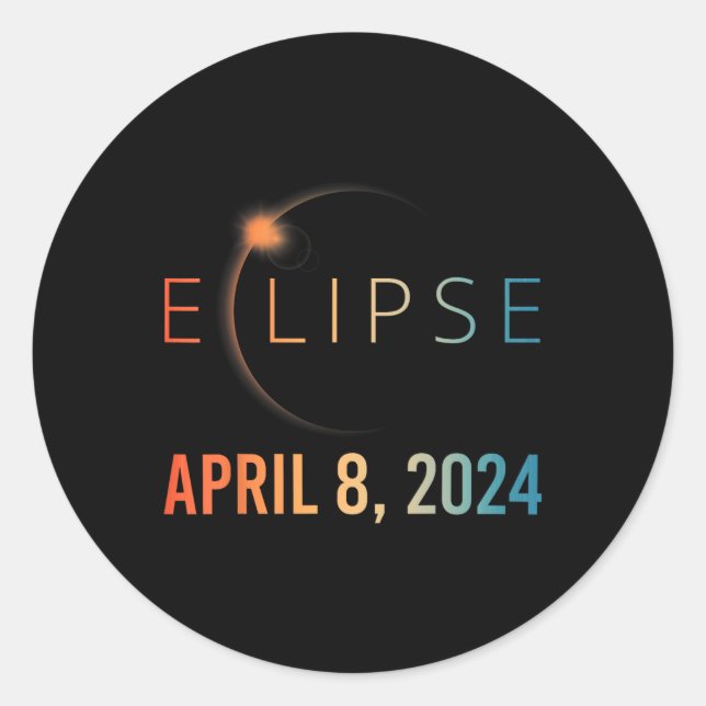 Solar-Eclipse 8. April 2024 Gesamtsolaröklipse Runder Aufkleber (Vorderseite)
