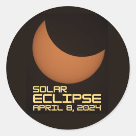 Solar Eclipse 8. April 2024 Runder Aufkleber
