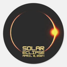 Solar Eclipse 8. April 2024 Runder Aufkleber