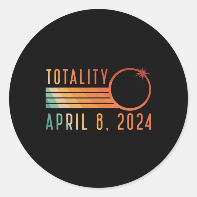 Solar Eclipse 8. April 2024 Totality Solar Eclipse Runder Aufkleber (Vorderseite)