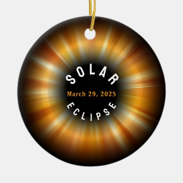 Solar Eclipse American Event 3/29/2025 INDIVIDUELL Keramik Ornament (Vorne)