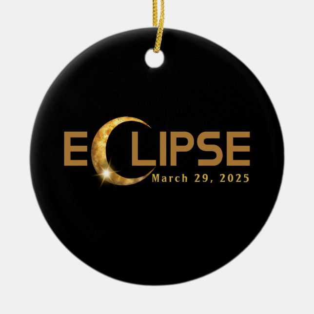 Solar Eclipse American Event 3.29.2025 Keramik Ornament (Vorne)