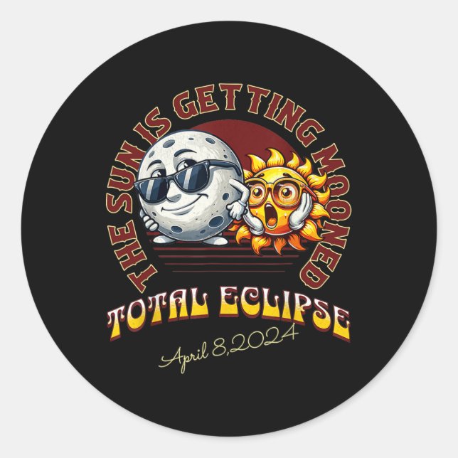 Solar Eclipse April 2024 Sun wird getaucht Runder Aufkleber (Vorderseite)