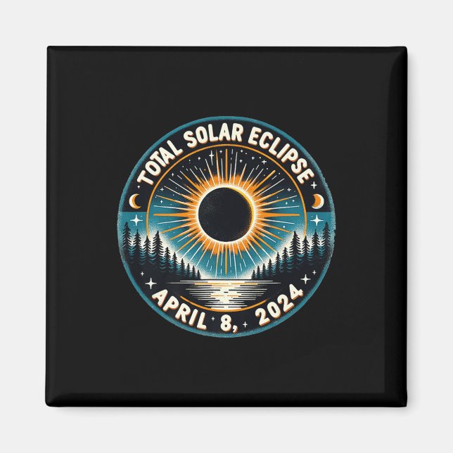 Solar Eclipse Astronomie Vintag 2024 Solar Eclipse Magnet (Vorne)