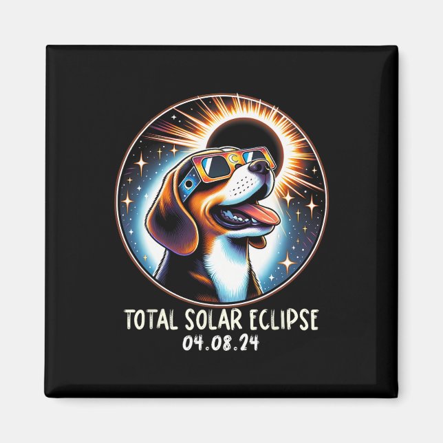 Solar-Eclipse-Beagle mit Brille Haustier 8. April  Magnet (Vorne)