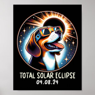 Solar-Eclipse-Beagle mit Brille Haustier 8. April Poster