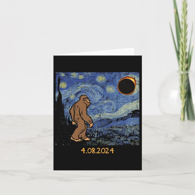 Solar Eclipse Bigfoot Starry Night Sasquatch Men W Karte (Vorderseite)