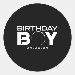 Solar Eclipse Birthday Boy insgesamt 8. April 2024 Runder Aufkleber