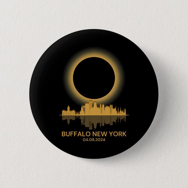 Solar Eclipse Buffalo New York Souvenir Totality Button (Vorderseite)