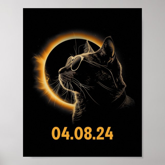 Solar Eclipse Cat Solar Eclipse Brille Cat Funny Poster (Vorne)