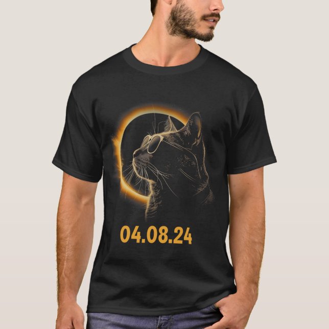 Solar Eclipse Cat Solar Eclipse Brille Cat Funny T-Shirt (Vorderseite)