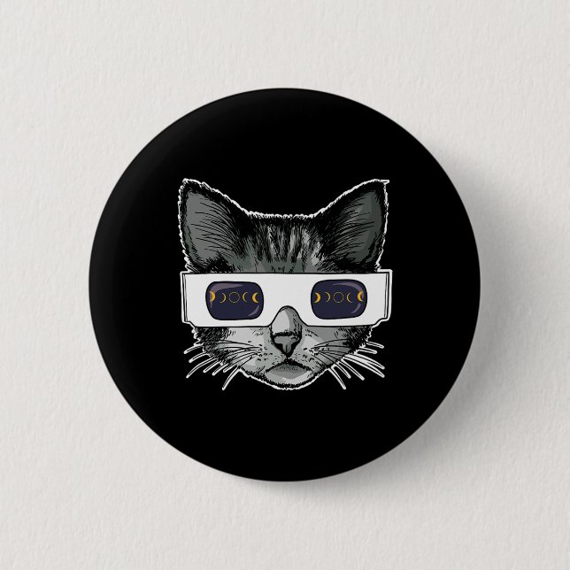 Solar Eclipse Cat Wearing Solar Eclipse Brille Button (Vorderseite)