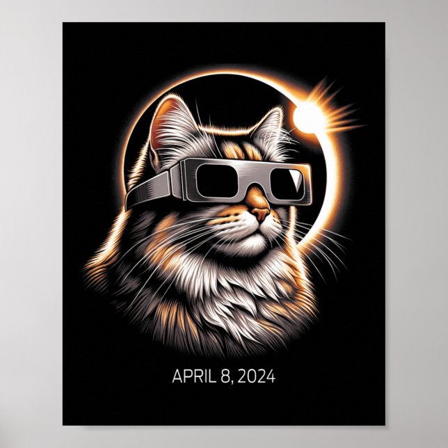 Solar Eclipse Cat Wearing Solar Eclipse Gles Poster (Vorne)