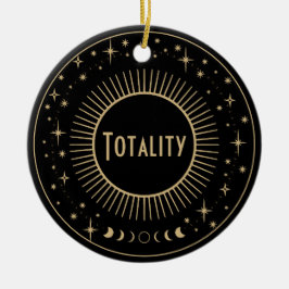 Solar Eclipse & Celestis Stars Black & Gold Watch Keramik Ornament