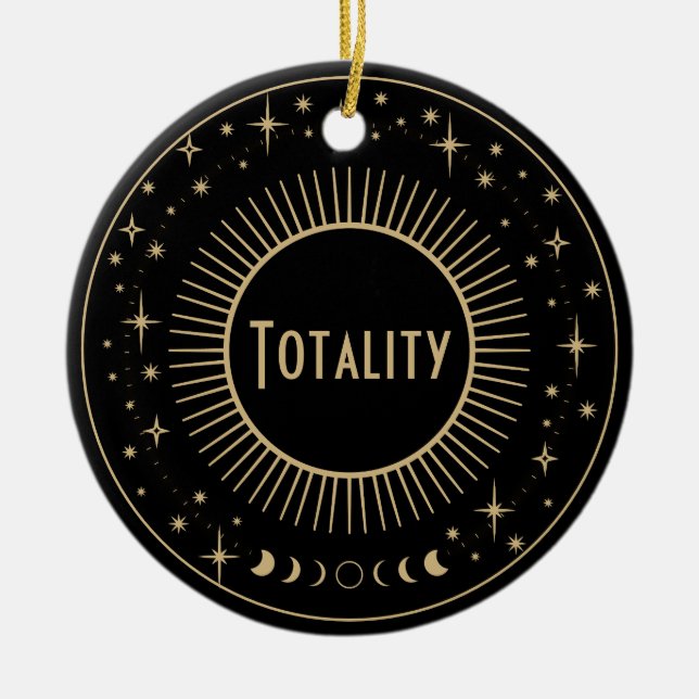 Solar Eclipse & Celestis Stars Black & Gold Watch Keramik Ornament (Vorne)
