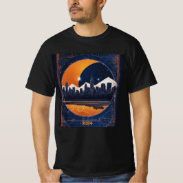 Solar Eclipse Cityscape Hills 2024 Name Männer hin T-Shirt