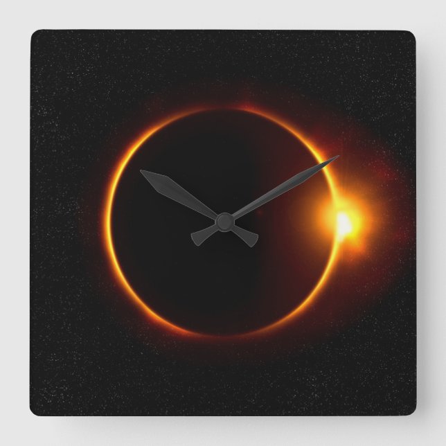 Solar Eclipse Dark Sun & Moon Quadratische Wanduhr (Vorderseite)